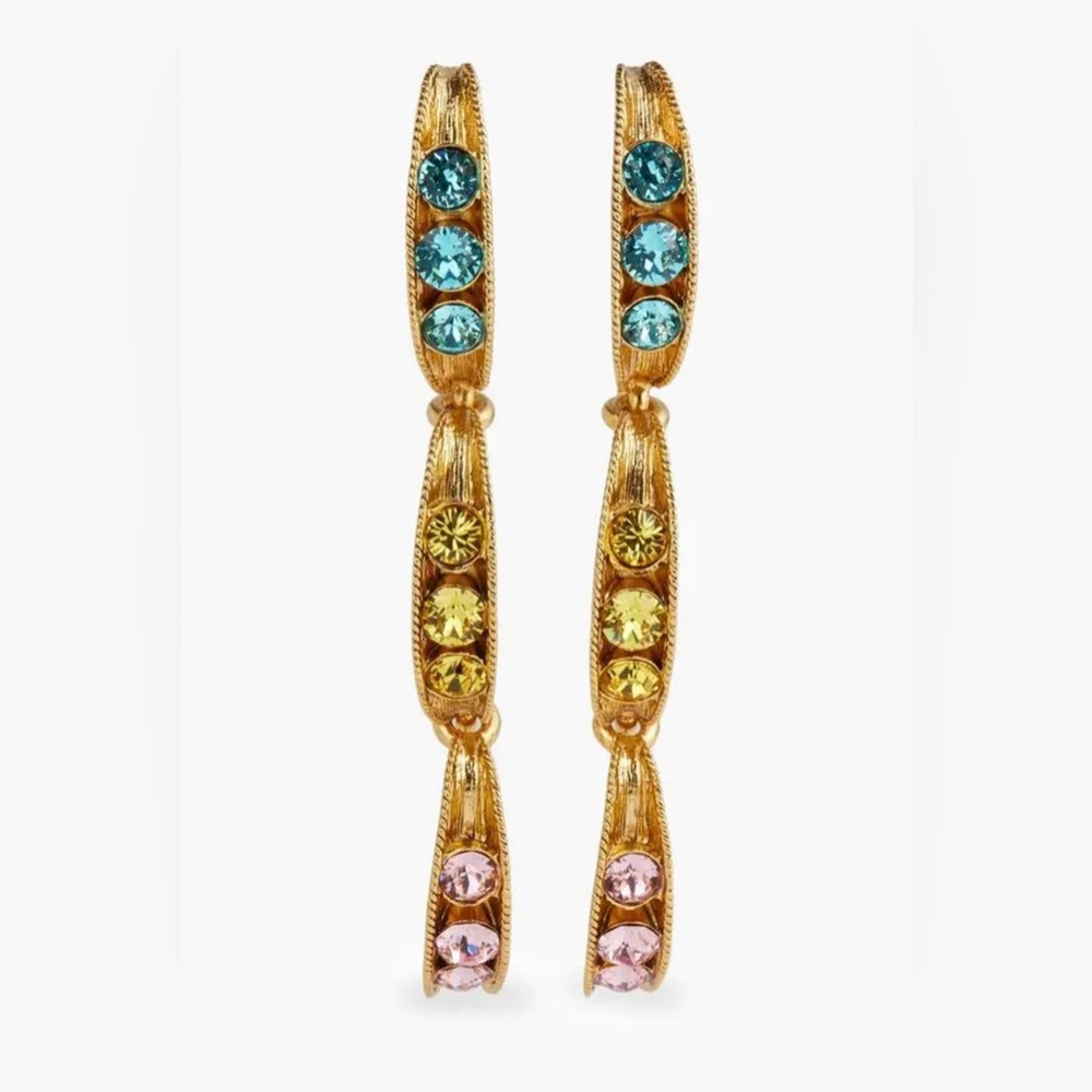 Stunning Multicolor Crystal Oscar De La Renta Earrings